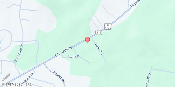 Map showing 1601 East Broadway at 1601 East Broadway, Gallatin, TN