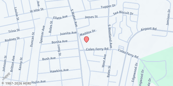 Map showing Sumner County Food Bank at 1021 Woods Ferry Rd., Gallatin, TN