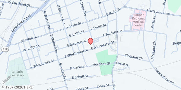 Map showing Unlimited Potential Community Development Corporation - Gallatin at 290 E Winchester St, Gallatin, TN