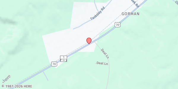Map showing River Lake Baptist Church at 4560 Hwy. 70 West, Gorman, TN