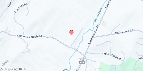 Map showing Boones Creek Elementary School at 132 Highland Church Road, Gray, TN