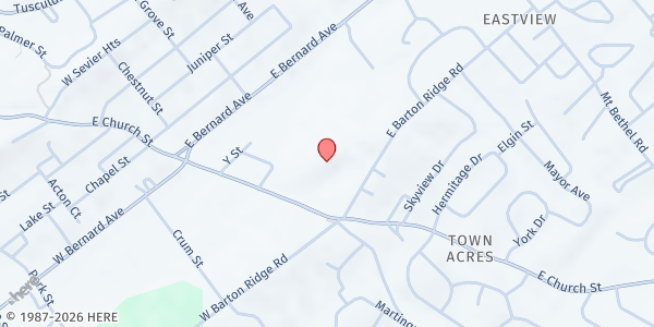 Map showing Barton Greene Apartments at 601 E Barton Ridge Rd, Greeneville, TN