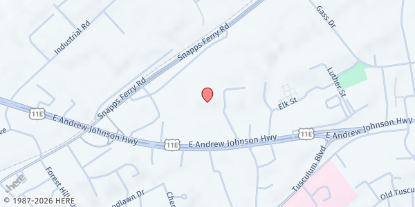 Map showing Plaza Towers at 224 Thornwood Dr, Greeneville, TN
