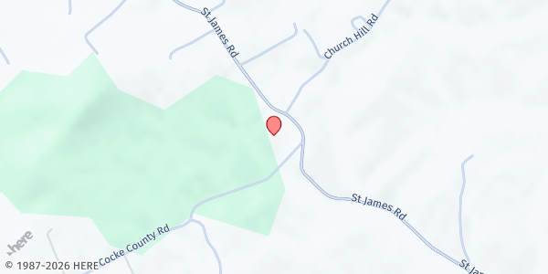 Map showing St. James Community Center at 3220 St James Rd, Greeneville, TN