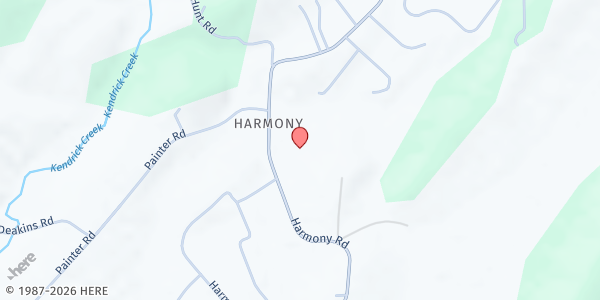 Map showing Harmony Baptist Church at 1162 Harmony Rd., Harmony, TN