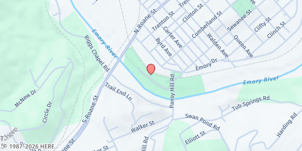 Map showing 301 Emory Drive Food Pantry at 301 Emory Drive, Harriman, TN