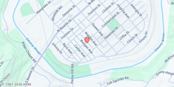 Map showing Feeding Roane/First Christian Church at First Christian Church, Harriman, TN