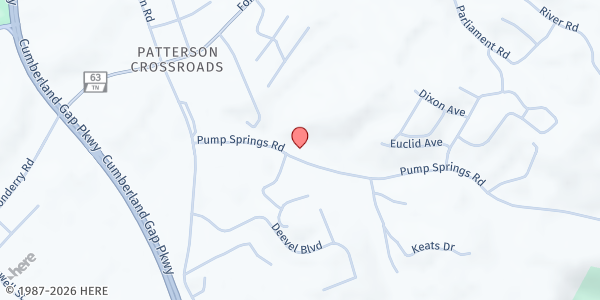 Map showing 225 Pump Springs Road at 225 Pump Springs Road, Harrogate, TN