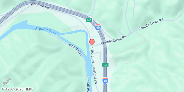 Map showing Hartford, TN at , Hartford, TN