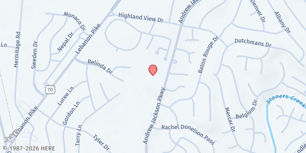 Map showing Hermitage United Methodist Church Food Pantry at 4250 Andrew Jackson Pike, Hermitage, TN