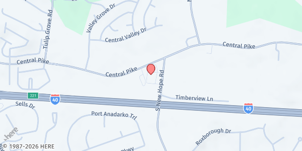 Map showing New Hope Baptist Church at 6010 New Hope Road, Hermitage, TN