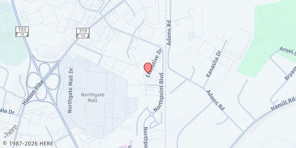 Map showing North River Civic Center at 1009 Executive Drive Suite 102, Hixson, TN