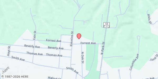 Map showing Here I am Missions at 243 Forrest Ave., Hohenwald, TN