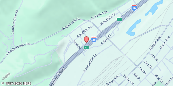 Map showing West Park St. Church Food Ministry at 1206 West Park St., Hulan Hollow, TN