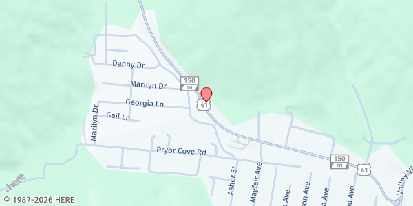 Map showing Helping Hands Food Pantry at Jasper SDA Church at 888 TN-150, Jasper, TN