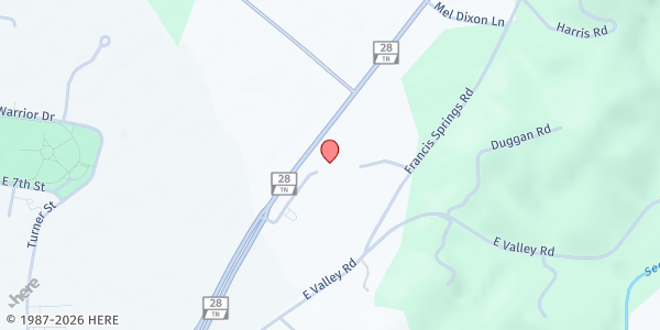Map showing Sequatchie Valley Baptist Association at 300 Cornerstone Dr., Jasper, TN
