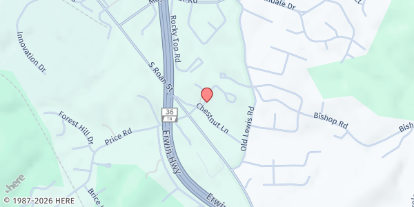Map showing Buffalo Valley Christian Church at 111 Buffalo Valley Church Rd, Johnson City, TN