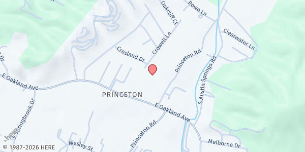Map showing Central Church of Christ at 2722 Oakland Avenue, Johnson City, TN