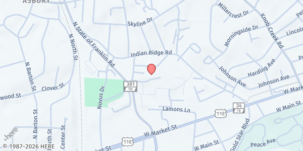 Map showing City View Apartments at 810 Briarcliff Rd, Johnson City, TN