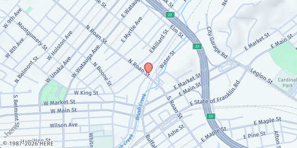 Map showing Good Samaritan at 100 N. Roan St., Johnson City, TN