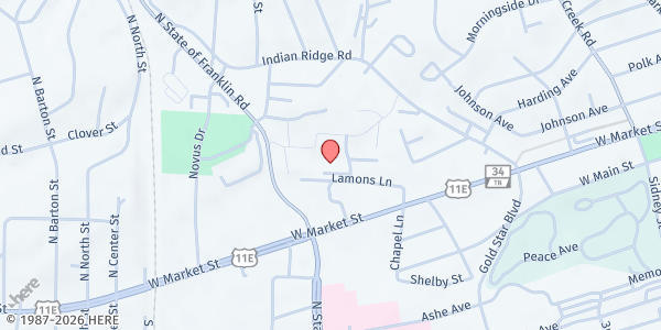 Map showing Harrison Village at 1806 Lamons Ln, Johnson City, TN