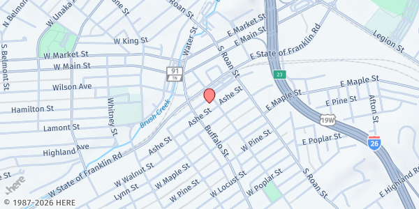 Map showing Salvation Army - Johnson City at 200 Ashe St., Johnson City, TN