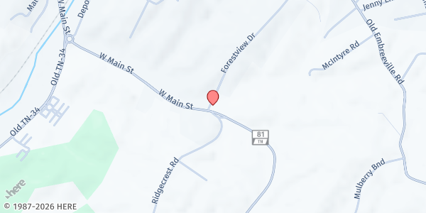 Map showing Community Help Center at 1591 Hwy 81 S, Jonesborough, TN
