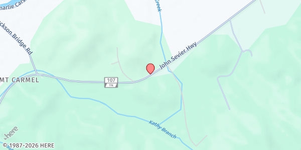 Map showing Enon Baptist Church at Enon Baptist Church, Highway 107, Jonesborough, TN