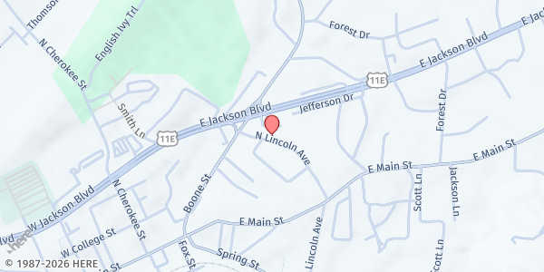 Map showing Grace Manor Inc at 146 N Lincoln Ave, Jonesborough, TN