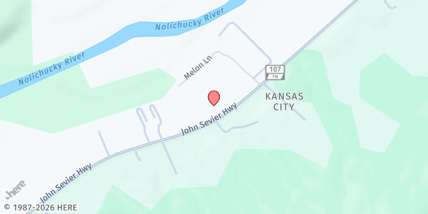 Map showing Nolichucky Baptist at 288 Highway 107, Jonesborough, TN
