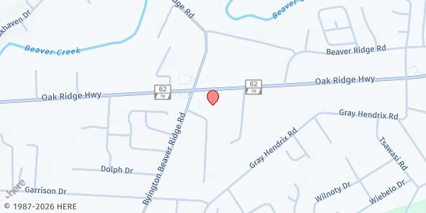 Map showing Beaver Ridge United Methodist Church at 7753 Oak Ridge Hwy., Karns, TN