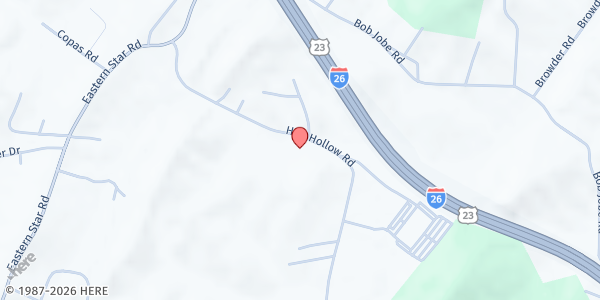 Map showing Tri-Cities Baptist Church at 367 Hog Hollow Rd, Kincheloe Mill, TN