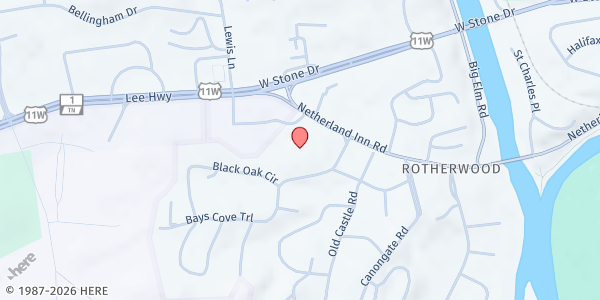 Map showing Crossroads United Methodist at 200 Bays Cove Trail, Kingsport, TN