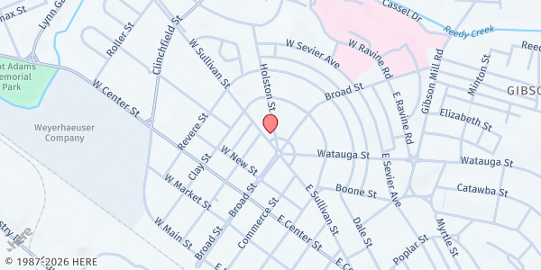 Map showing First Baptist Church at 200 W Church Cir, Kingsport, TN