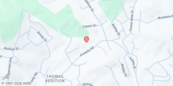 Map showing Gravelly Baptist Church at 647 Gravely Rd, Kingsport, TN