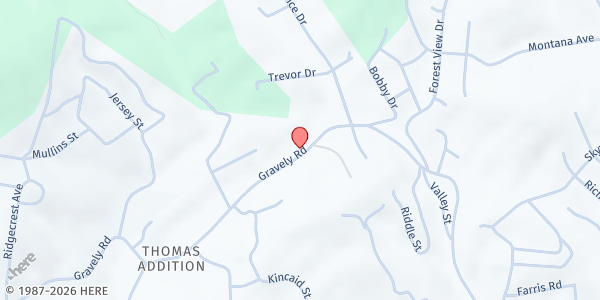 Map showing Gravelly Baptist Church at 647 Gravely Rd, Kingsport, TN