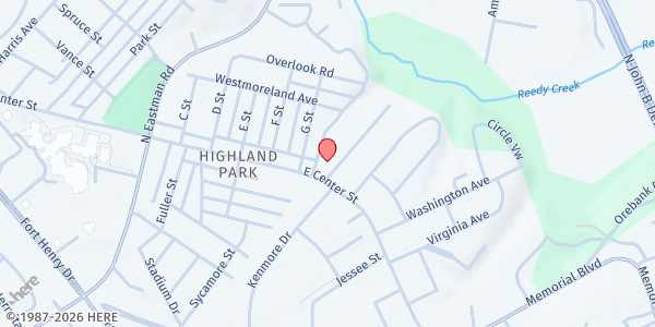 Map showing Help and Hope Ministries at 2600 E. Center St., Kingsport, TN