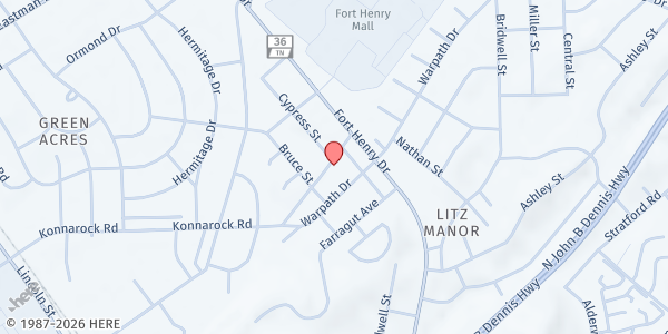 Map showing Help and Hope Ministries - Food Distribution Center at 1377 Dewey Ave, Kingsport, TN