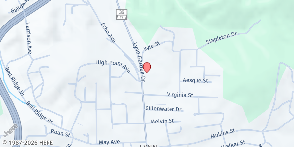 Map showing Higher Ground Baptist Church at 1625 Lynn Garden Dr, Kingsport, TN