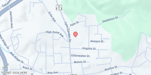 Map showing Higher Ground Baptist Church Care Ministry at 1625 Lynn Garden Dr, Kingsport, TN