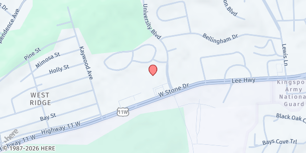 Map showing Hope Community Church at 4540 W. Stone Dr., Kingsport, TN