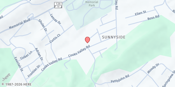 Map showing Indian Springs Community Mission Center - Food Distribution Center at 406 Carters Valley Road, Kingsport, TN