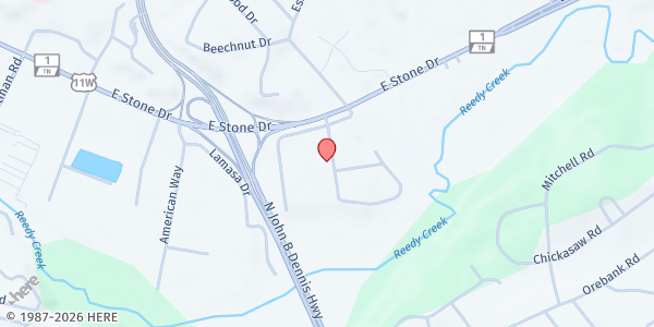 Map showing Kingsport First Assembly of God (K1 Church) at 2213 Brandon Ln, Kingsport, TN