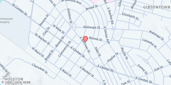 Map showing Shades of Grace at 313 E Sullivan St, Kingsport, TN