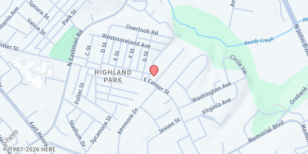 Map showing St. Luke UMC at 2600 E. Center St., Kingsport, TN