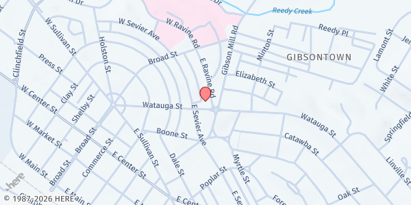 Map showing St Pauls Episcopal at 161 E Ravine Rd, Kingsport, TN