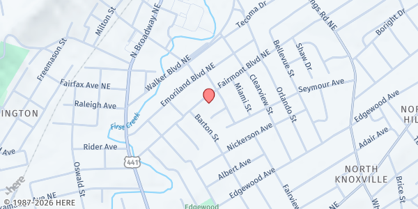 Map showing Arlington Baptist Church at 1928 Fairmont Boulevard, Knoxville, TN