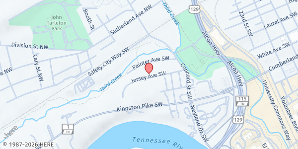 Map showing Crossroad Ministries Church at 2815 Jersey Ave, Knoxville, TN