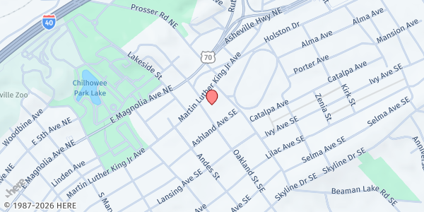 Map showing Greater Warner Tabernacle AME Zion Church at 3800 Martin Luther King Jr Ave, Knoxville, TN