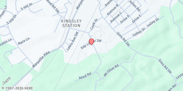 Map showing Montgomery Village Baptist Center at 4601 Joe Lewis Road, Knoxville, TN